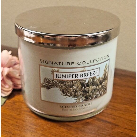 *READ* Bath & Body Works JUNIPER BREEZE 3 Wick Candle 14.5 oz Large Signature
